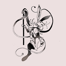 Jester bunny blackwork design