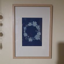 Couronne florale en cyanotype