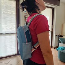 Zainetto upcycling con sfumature di rosa