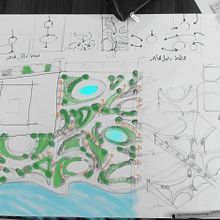 حديقة على أرض مائل. 