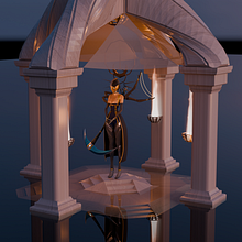 Low Poly Proyect: Diosa de la Luna Cyberpunk