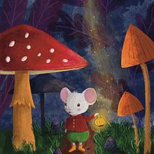 Mouse in a magical mushroom forest