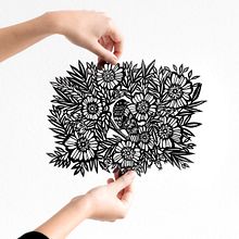 Bird Among the Flowers: A Detailed Papercut Illustration