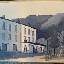 Urban landscapes, plein air in indigo