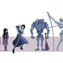Lineup of 5 characters for animation