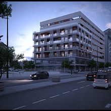 Edificio Viapol en Sevilla. Design, Traditional illustration, 3D, and Advertising project by Sem Casas Humanes - 10.25.2010