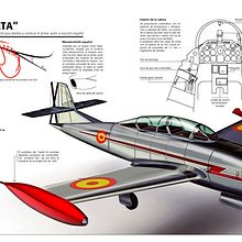 Hispano Aviación Saeta. Ilustração tradicional, e 3D projeto de Francisco Castracane - 26.10.2010