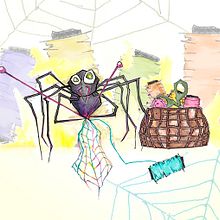 La Araña Peleta. Traditional illustration project by Marisela Andara Sánchez - 03.22.2011