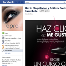 Facebook: Epro - Hazte Maquillador y Estilista Profesional. Programming project by Francisco Javier Martínez Pardillo - 09.17.2011