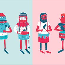 Drummers. Traditional illustration project by Jose Miguel Méndez Cristina - 09.22.2011