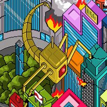 Robot's destruction. Traditional illustration, and UX / UI project by Carlos Cebrián Ruiz - 11.14.2011