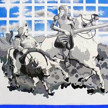 DON QUIJOTE Y SANCHO. Design, Motion Graphics, Traditional illustration, Film, Video, TV, Programming, 3D, IT, Photograph, Street Art, and Fine Arts project by Estudio Aerosol - 10.10.2009