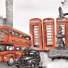 Ilustración Digital: Londres. Un projet de Design , Illustration traditionnelle, UX / UI , et Publicité de Isabel Roux - 06.10.2016
