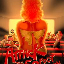 Cartel "Ataque de la Mujer de 50 Pies". Un proyecto de Ilustración tradicional, Cine, vídeo y televisión de Adrián Izquierdo - 16.03.2012