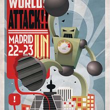 Cartel Other Worlds Attack. Traditional illustration project by Alvaro Portela Martínez - 04.12.2012