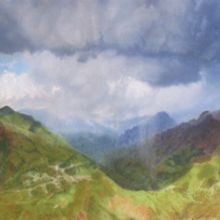 Tormenta en montañas de Sudamerica.. Traditional illustration project by Jose Martínez Calderón - 07.02.2012