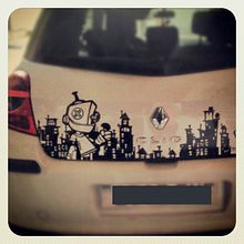 Pegatina para Coche. Design, and Traditional illustration project by Patricia Vilches - 11.07.2012