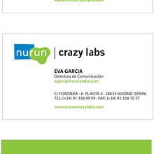 Business Card - Nurun and Crazy Labs. Un progetto di Design di Domnina VS - 14.12.2012