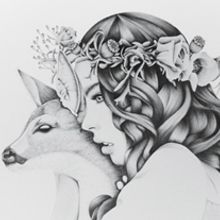 Deer Woman Illustration Kata Zapata. Design, and Traditional illustration project by ktalink - 12.16.2012