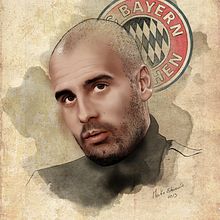 Pep Guardiola Portrait. Un proyecto de Ilustración tradicional, Cine, vídeo, televisión, UX / UI y Publicidad de Martin Echeverria Correa - 25.01.2013