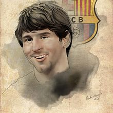 Lionel Messi Portrait. F.C. Barcelona.. Un proyecto de Ilustración tradicional de Martin Echeverria Correa - 17.02.2013
