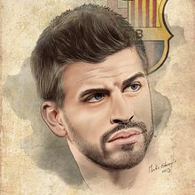 Gerard Pique Portrait. F.C. Barcelona. by Martín Echeverría. Un proyecto de Ilustración tradicional de Martin Echeverria Correa - 17.02.2013
