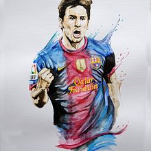 Messi watercolour. Un projet de Illustration traditionnelle de daniel berea barcia - 30.04.2013