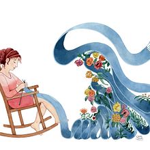 Tejiendo la primavera. Traditional illustration project by Sara Olmos - 07.03.2013