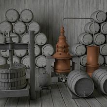 Objetos low poly de bodegas de vino en 3D. Design, e 3D projeto de Alejandra Eng - 01.12.2013