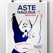 Cartel Aste Nagusia 2013. Un proyecto de Diseño, Fotografía e Ilustración tradicional de Iris Blanco Alsina - 14.10.2013