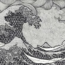 La gran ola.. Traditional illustration project by Julia López de Juan Abad - 02.16.2014