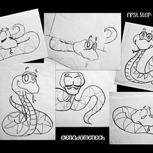 La serpiente te dice dónde está: boceto -> resultado. Writing, and Traditional illustration project by Elena Doménech - 02.20.2014