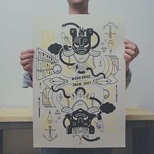 WORK HARD LOVE MORE / SILK-PRINT LIMITED EDITION. Art Direction, Graphic Design, and Traditional illustration project by Paul González Esteban - 02.25.2014
