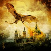 Estación del norte (Principe Pio) y la Catedral de la Almudena de Madrid al estilo Juego de Tronos. Een project van Grafisch ontwerp, Traditionele illustratie y Fotografische postproductie van Francisco Iglesias Periáñez - 25.03.2014