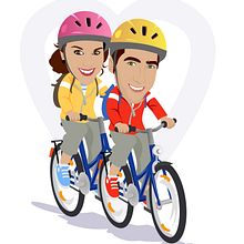 Caricatura ciclistas. Graphic Design project by Patricia Vilches - 03.31.2014
