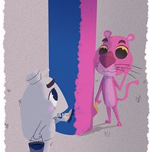 La pantera rosa. Een project van Animatie, Film, video en televisie, Ontwerp van personages, Redactioneel ontwerp y Traditionele illustratie van David Pavón Benítez - 07.04.2014