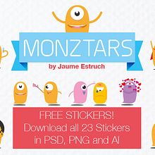 Monztars Stickers. Traditional illustration project by Jaume Estruch Navas - 04.29.2014