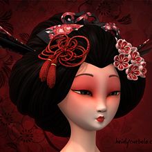Geisha Head. Un proyecto de 3D, Animación, Diseño de personajes, Motion Graphics e Ilustración tradicional de Heidy - 04.06.2013