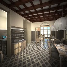 Restaurante en una antigua Casa Modernista. Un proyecto de 3D, Arquitectura interior y Diseño de interiores de Elena Luque Pérez - 18.06.2014