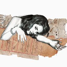 Burning poetry (Portrait of Lana del Rey) Ein Projekt aus dem Bereich Bildende Künste und Traditionelle Illustration von Mentiradeloro Esther Cuesta - 08.07.2014