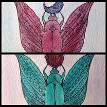 Egyptian twins . % María Contreras tarafından hazırlanan Sanat ve El Sanatları, Güzel sanatlar, Tasarım, Geleneksel illüstras, on, Ve Tablo projesi - 07.12.2014