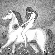 Lady Godiva y su unicornio.. Traditional illustration project by Isabel Belmonte - 07.12.2014