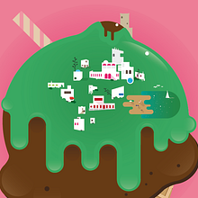 Ice Cream Town Ein Projekt aus dem Bereich Design, Grafikdesign und Traditionelle Illustration von Antonio Domínguez Valdés - 19.07.2014
