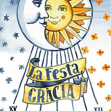 Cartel Oficial Fiestas de Gracia 2014 · acuarela poster. Graphic Design, Traditional illustration, and Painting project by Natalia Vallès López - 07.29.2014