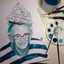 Retrato pintado en acuarela de Eloy Borràs. Fine Arts, Traditional illustration, and Painting project by Natalia Vallès López - 07.31.2014