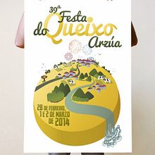 Cartel festa do queixo. Design, and Traditional illustration project by Ángela Búa - 08.07.2014