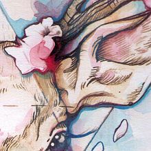 Deer in flower. Un proyecto de Bellas Artes, Diseño gráfico e Ilustración tradicional de Sara Bellés - 14.08.2014