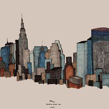 New York  Three Bridges Cartoon View. Un proyecto de Arquitectura, Ilustración tradicional y Paisajismo de David Delgado Ruiz - 16.08.2014