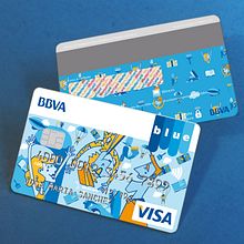Tarjeta finalista en el concurso Blue BBVA . Br, ing, Identit, Design, and Traditional illustration project by Cristina J. Granados - 09.05.2014