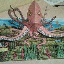 Pop-up Octopus. Traditional illustration, Animation, Arts, Crafts, Fine Arts, and Creativit project by David Rodríguez - 09.16.2014